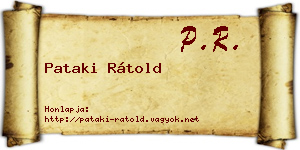 Pataki Rátold névjegykártya